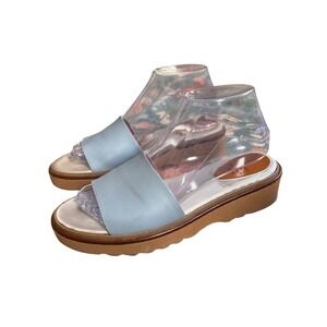 Aquatalia Platform Slide Sandals Women 7.5 Light Blue Leather Made in Italy